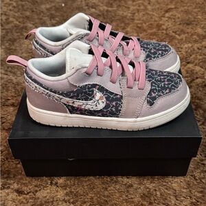 Jordan Kids Sneakers with Pink and Floral Design